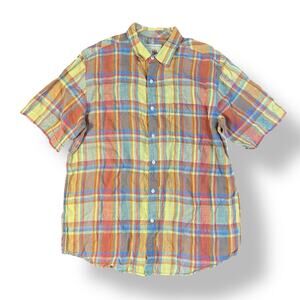 The Territory‎ Ahead Linen Button Up Tee Men’s Size L Multicolor Hiking Beachy